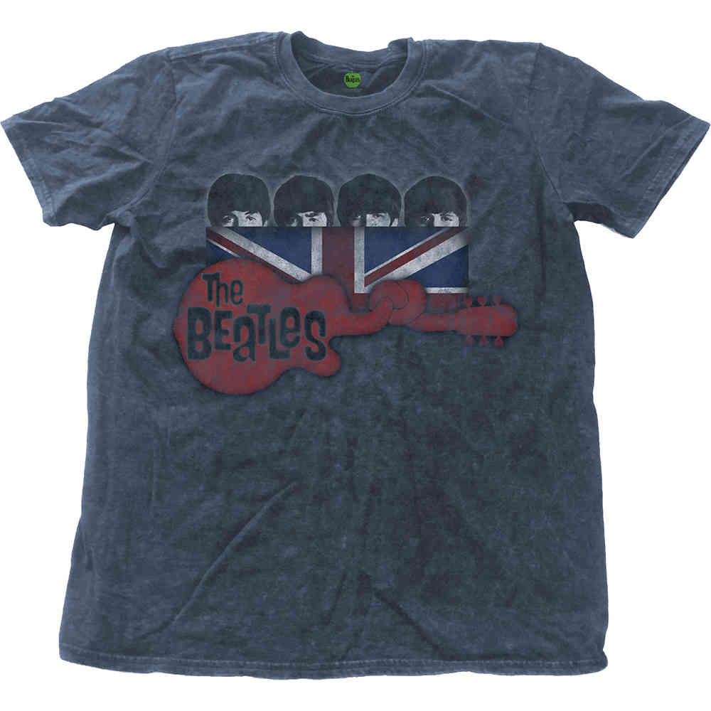 The Beatles - Guitar & Flag Herren TShirt - Blau